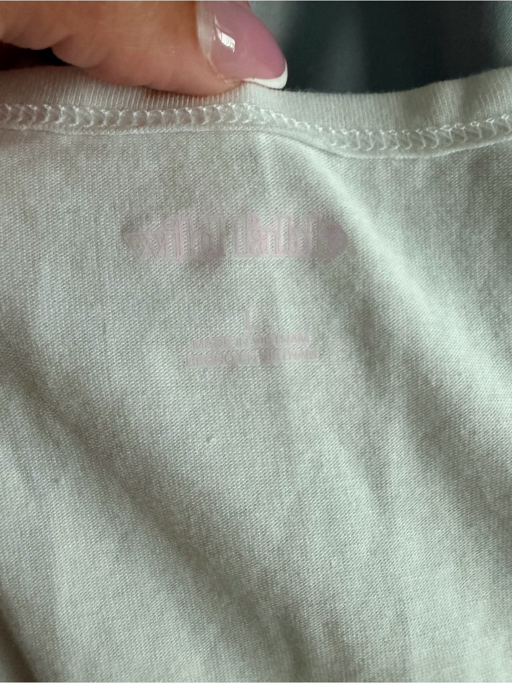wild fable White Crop Top with Pale Pink Logo
